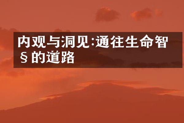 内观与洞见:通往生命智慧的道路