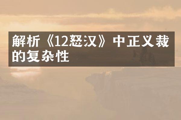 解析《12怒汉》中正义裁决的复杂性