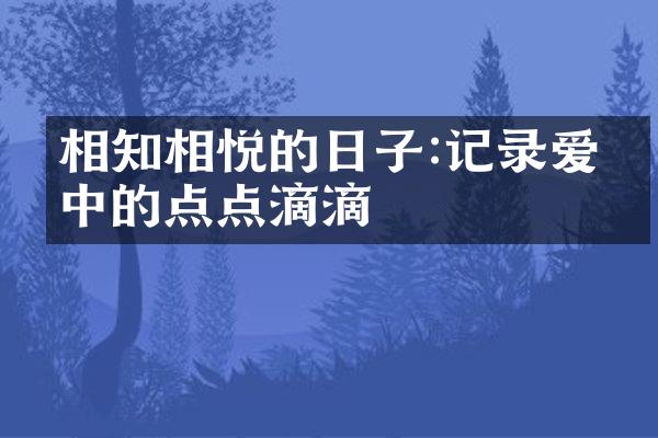 相知相悦的日子:记录爱情中的点点滴滴