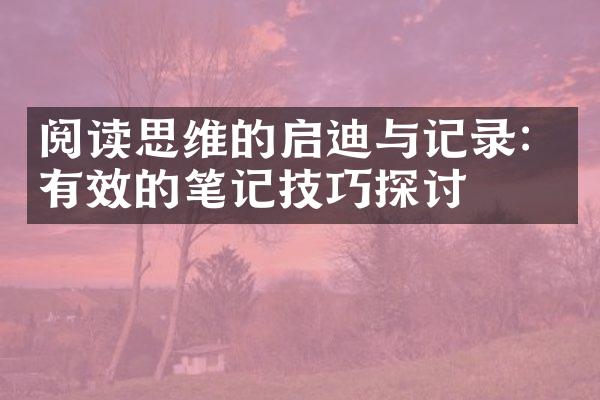 阅读思维的启迪与记录：有效的笔记技巧探讨