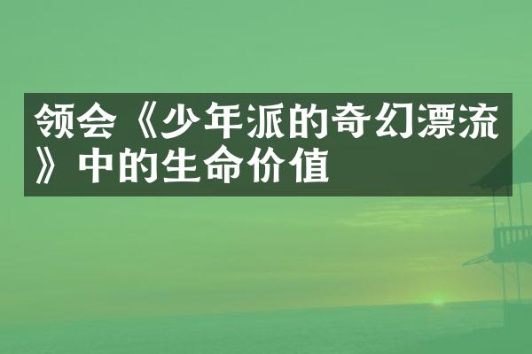 领会《少年派的奇幻漂流》中的生命价值
