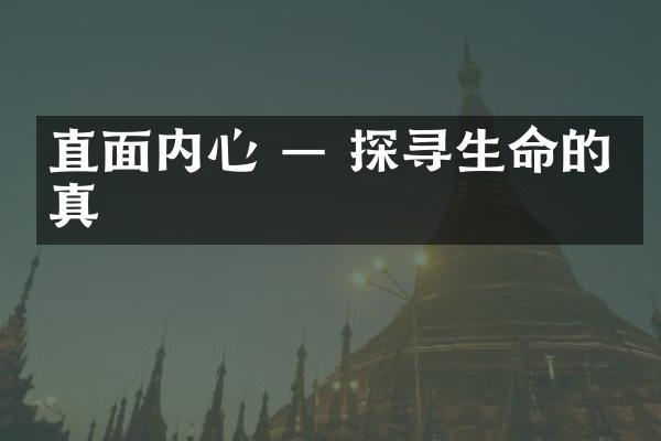 直面内心 &mdash; 探寻生命的本真