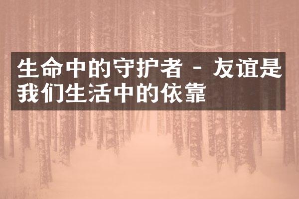 生命中的守护者 - 友谊是我们生活中的依靠