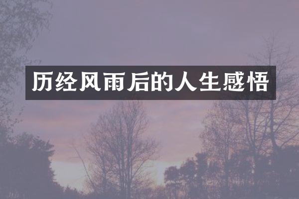 历经风雨后的人生感悟