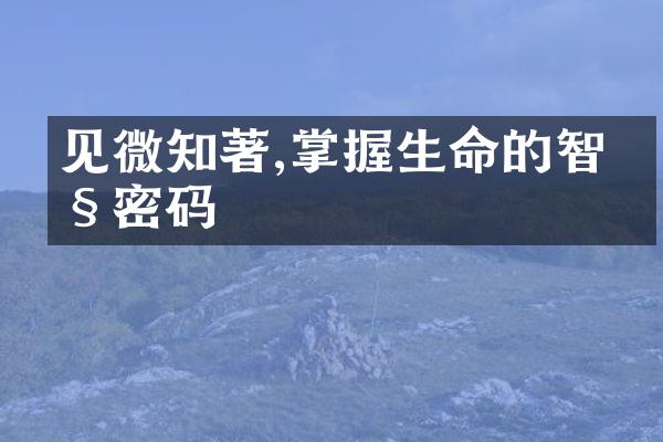 见微知著,掌握生命的智慧密码