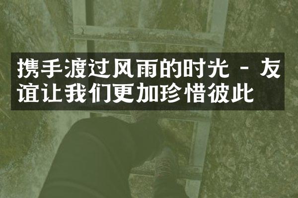 携手渡过风雨的时光 - 友谊让我们更加珍惜彼此