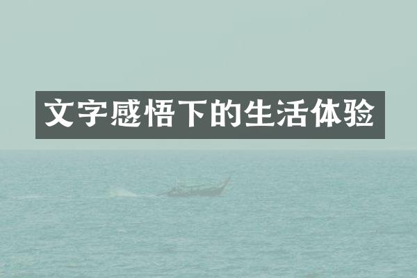 文字感悟下的生活体验