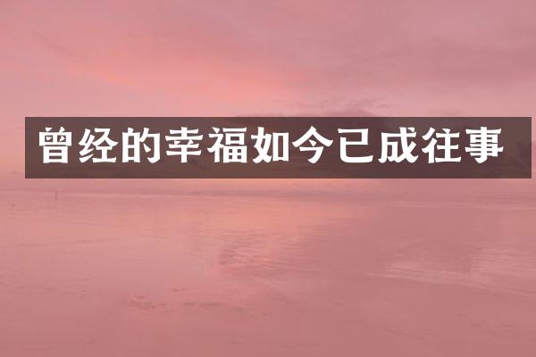 曾经的幸福如今已成往事