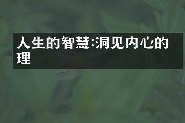人生的智慧:洞见内心的真理