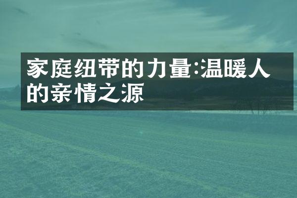 家庭纽带的力量:温暖人心的亲情之源