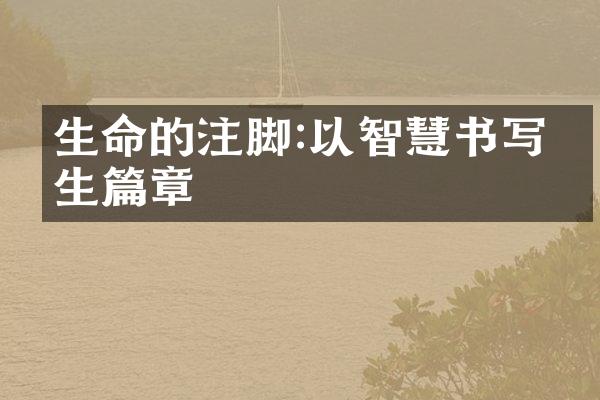 生命的注脚:以智慧书写人生篇章