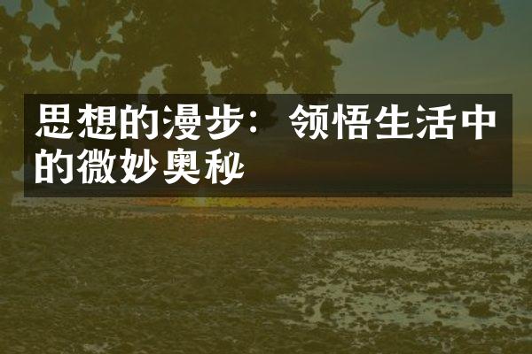 思想的漫步：领悟生活中的微妙奥秘