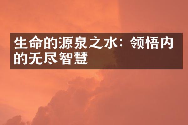 生命的源泉之水: 领悟内心的无尽智慧