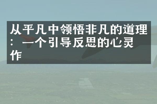 从平凡中领悟非凡的道理：一个引导反思的心灵之作