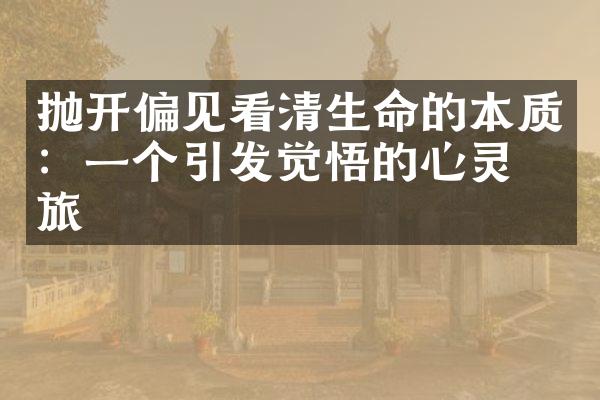抛开偏见看清生命的本质：一个引发觉悟的心灵之旅