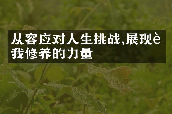 从容应对人生挑战,展现自我修养的力量