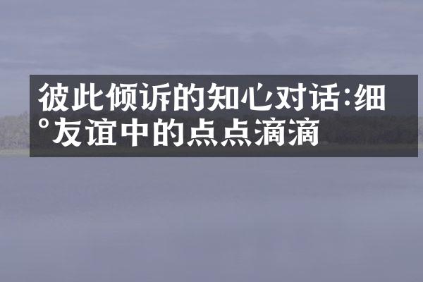 彼此倾诉的知心对话:细数友谊中的点点滴滴