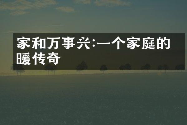 家和万事兴:一个家庭的温暖传奇