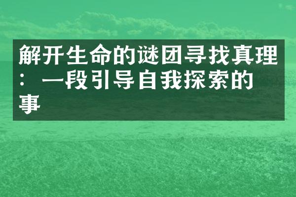 解开生命的谜团寻找真理：一段引导自我探索的故事