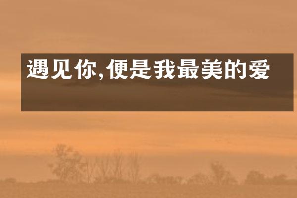 遇见你,便是我最美的爱恋