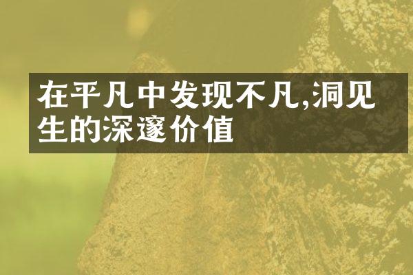 在平凡中发现不凡,洞见人生的深邃价值