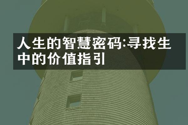 人生的智慧密码:寻找生命中的价值指引