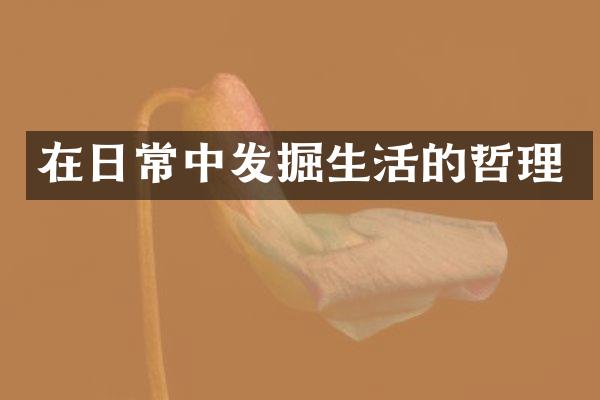 在日常中发掘生活的哲理
