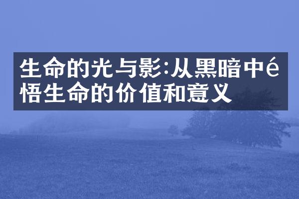 生命的光与影:从黑暗中领悟生命的价值和意义