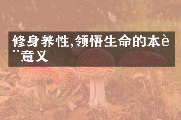 修身养性,领悟生命的本质意义