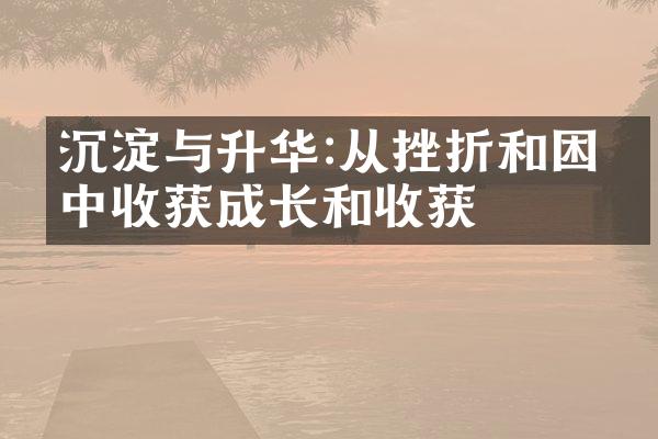 沉淀与升华:从挫折和困境中收获成长和收获
