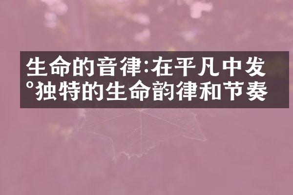 生命的音律:在平凡中发现独特的生命韵律和节奏