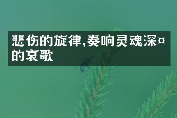 悲伤的旋律,奏响灵魂深处的哀歌