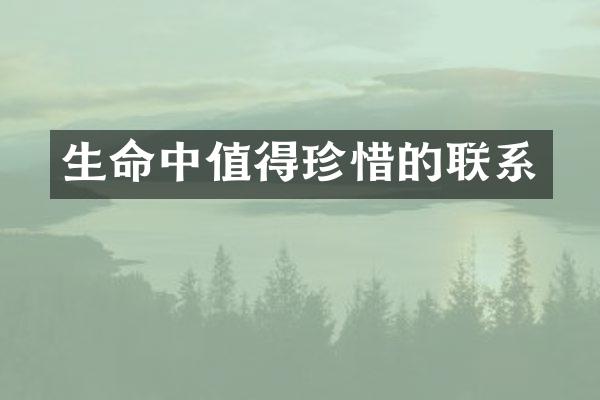 生命中值得珍惜的联系