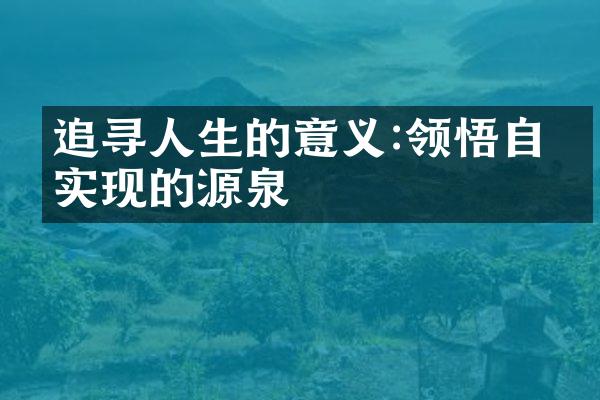 追寻人生的意义:领悟自我实现的源泉
