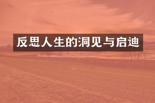 反思人生的洞见与启迪