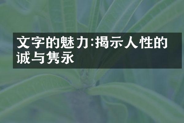 文字的魅力:揭示人性的真诚与隽永