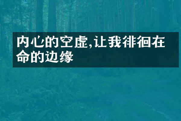 内心的空虚,让我徘徊在生命的边缘