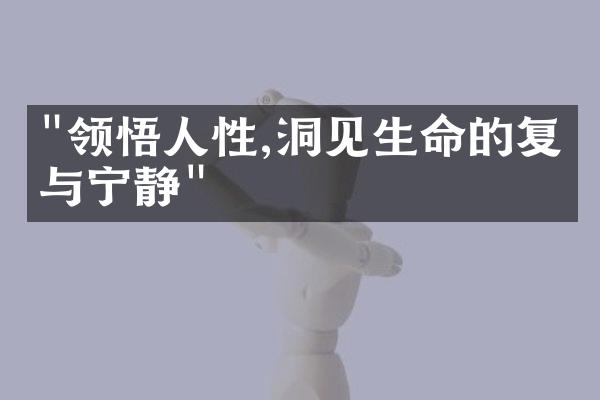 "领悟人性,洞见生命的复杂与宁静"