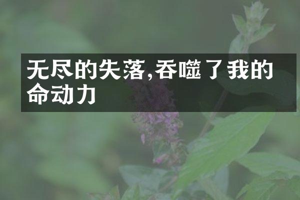 无尽的失落,吞噬了我的生命动力