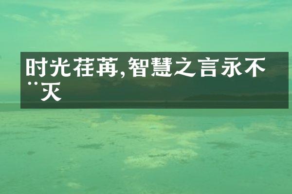 时光荏苒,智慧之言永不磨灭