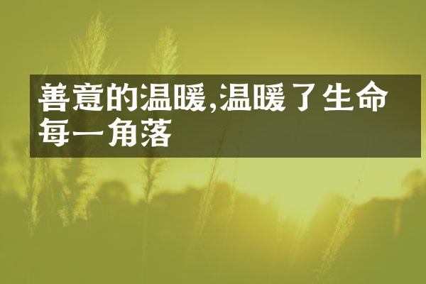 善意的温暖,温暖了生命的每一角落