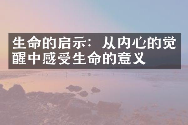 生命的启示：从内心的觉醒中感受生命的意义