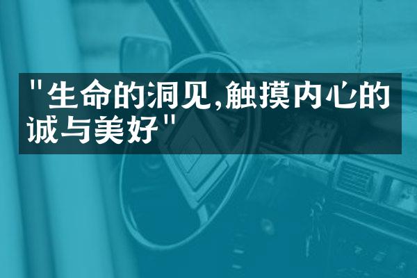 "生命的洞见,触摸内心的真诚与美好"