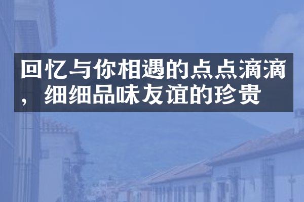 回忆与你相遇的点点滴滴，细细品味友谊的珍贵