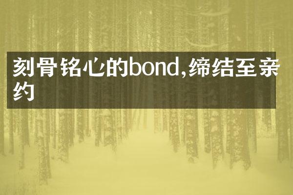 刻骨铭心的bond,缔结至亲之约