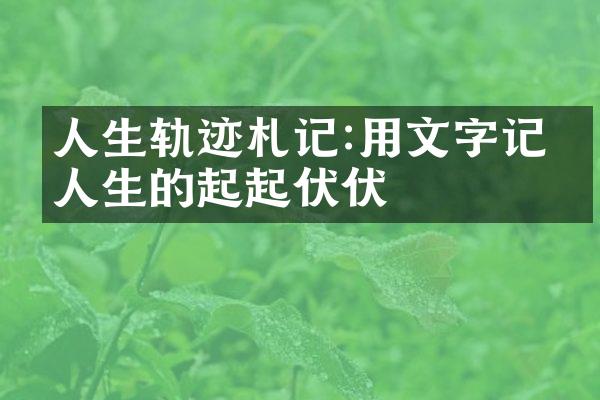 人生轨迹札记:用文字记录人生的起起伏伏