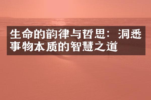 生命的韵律与哲思：洞悉事物本质的智慧之道