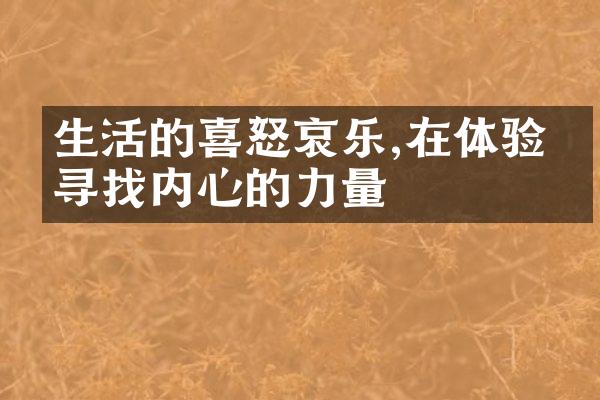 生活的喜怒哀乐,在体验中寻找内心的力量