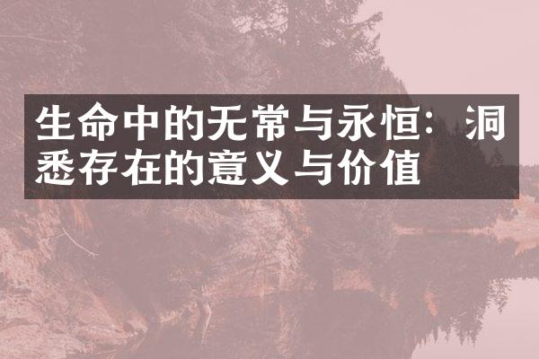 生命中的无常与永恒：洞悉存在的意义与价值