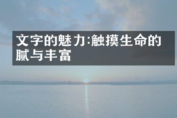文字的魅力:触摸生命的细腻与丰富
